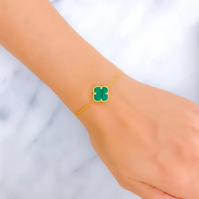 Bracelets Andaaz Jewelers Opulent Beautiful 21k Gold Clover Bracelet