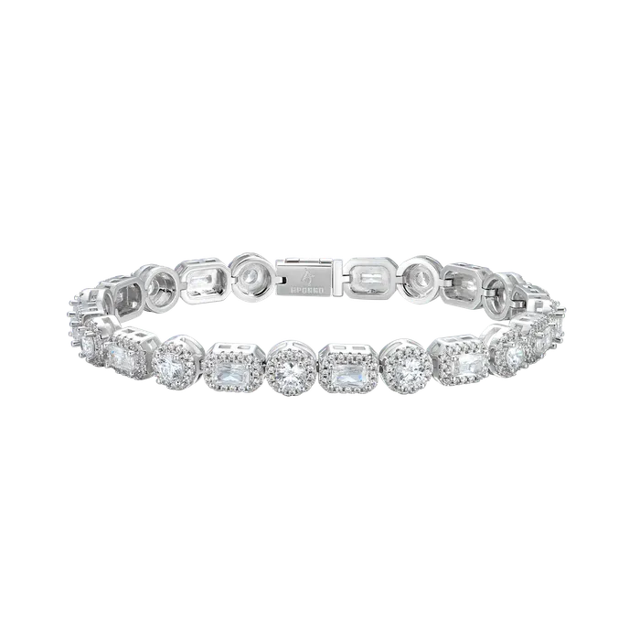 Bracelets aporro Moissanite Emerald Cut Mix Clustered Tennis Bracelet 7mm
