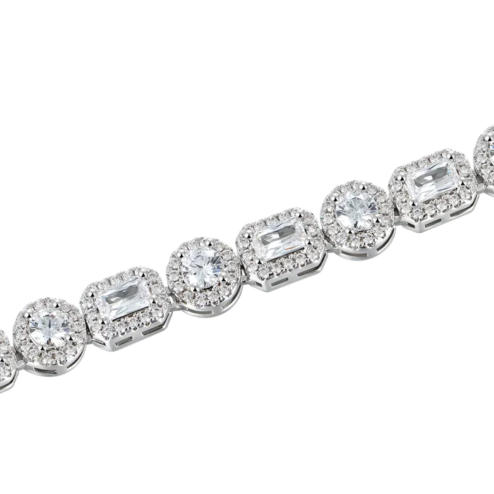 Bracelets aporro Moissanite Emerald Cut Mix Clustered Tennis Bracelet 7mm