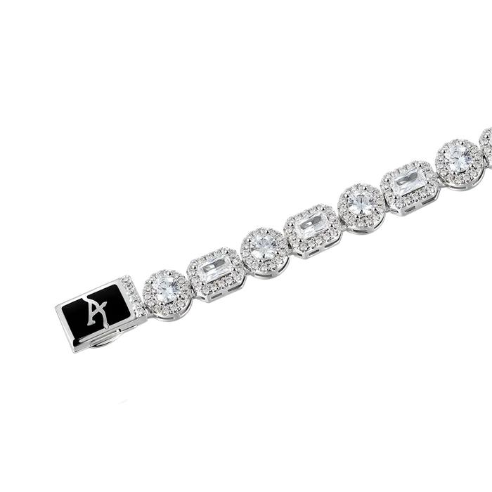 Bracelets aporro Moissanite Emerald Cut Mix Clustered Tennis Bracelet 7mm