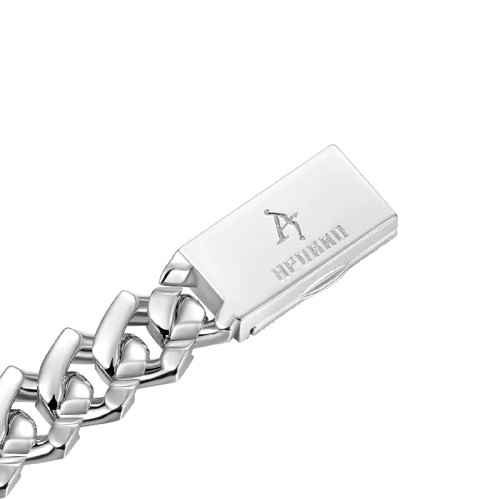 Bracelets aporro White Gold Emerald Cut Prong Cuban Link Bracelet 12mm