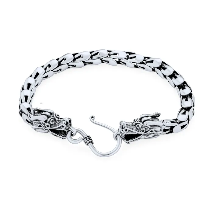 Bracelets BlingJewelry Wholesale Bali Handmade Dragon Scales Chain Link Bracelet Silver Men Bracelets BlingJewelry Wholesale Bali Handmade Dragon Scales Chain Link Bracelet Silver Men