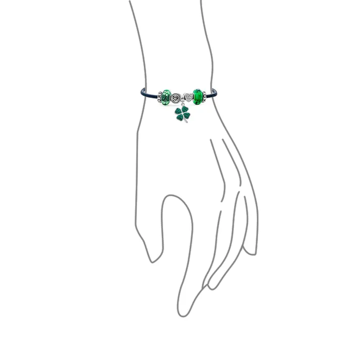 Bracelets BlingJewelry Wholesale Celtic Clover Charm Bracelet with Irish Knot and Claddagh Bead on Leather 75 Inch