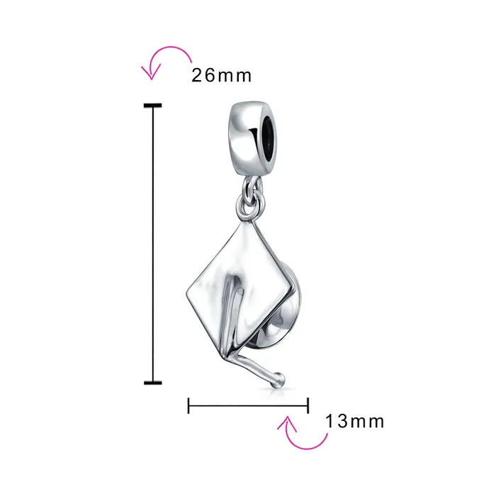 Bracelets BlingJewelry Wholesale Graduate Trencher Cap Dangle Charm Bead Sterling Silver for European Bracelet Bracelets BlingJewelry Wholesale Graduate Trencher Cap Dangle Charm Bead Sterling Silver for European Bracelet