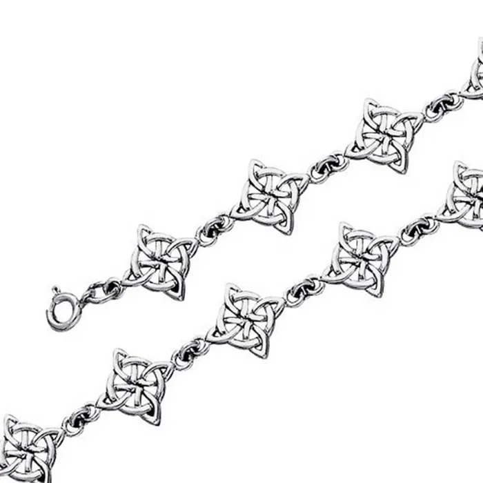 Bracelets BlingJewelry Wholesale Religious Chain Link Bracelet Celtic Triquetra Trinity Knot Sterling Silver Oxidized