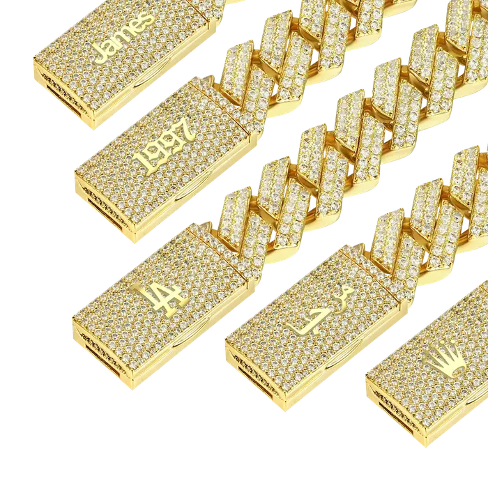 Bracelets Custom Round Cut Prong Cuban Link Name Bracelet Aporro Brand