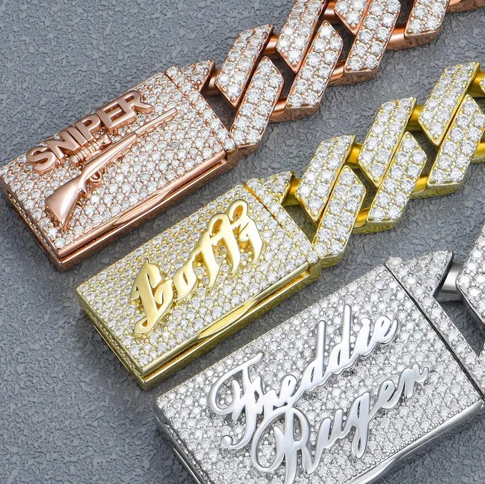 Bracelets Custom Round Cut Prong Cuban Link Name Bracelet Aporro Brand