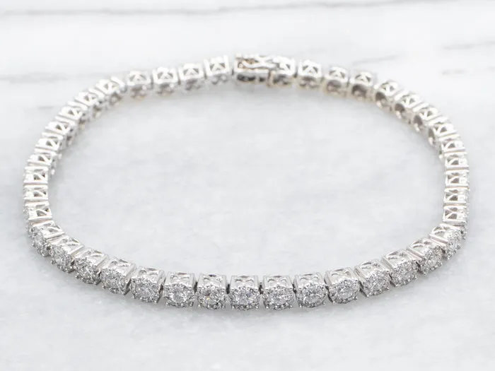 Bracelets Market Square Jewelers Diamond Cluster Link Tennis Bracelet
