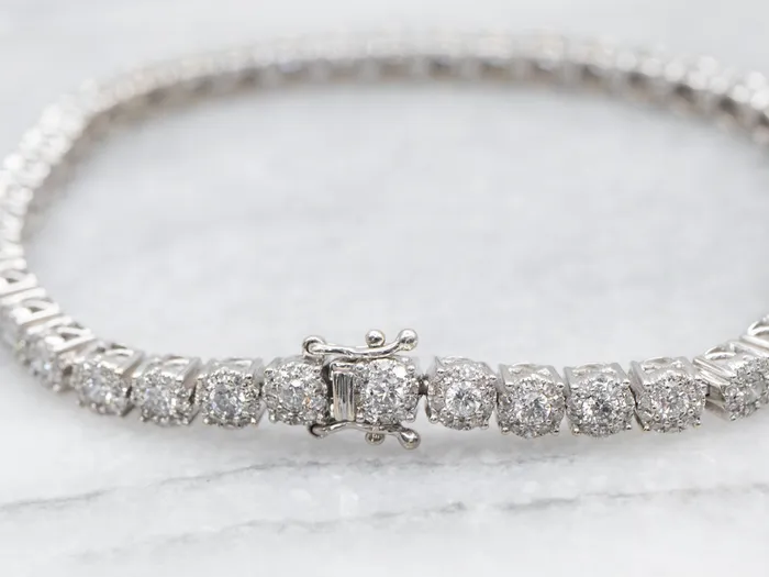 Bracelets Market Square Jewelers Diamond Cluster Link Tennis Bracelet