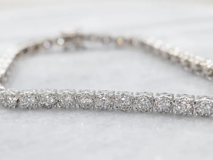 Bracelets Market Square Jewelers Diamond Cluster Link Tennis Bracelet