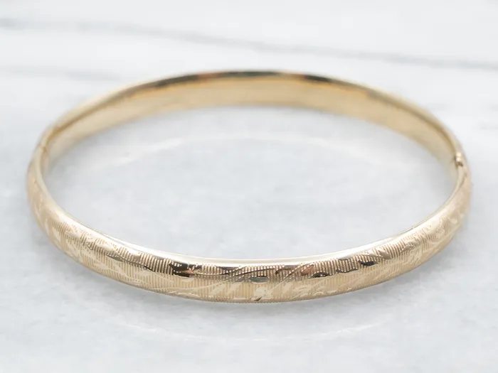 Bracelets Market Square Jewelers Engraved Gold Hinged Bangle Bracelet