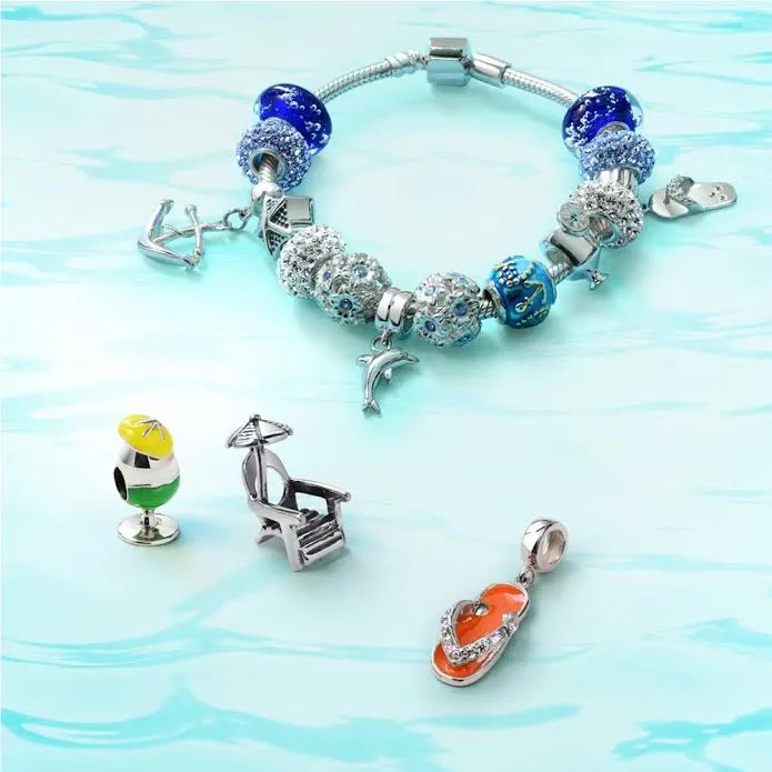 Bracelets Tropical Ocean Blue Waves Anchor Charm Bead Gold Plated Silver for Bracelet BlingJewelry Wholesale Bracelets Tropical Ocean Blue Waves Anchor Charm Bead Gold Plated Silver for Bracelet BlingJewelry Wholesale