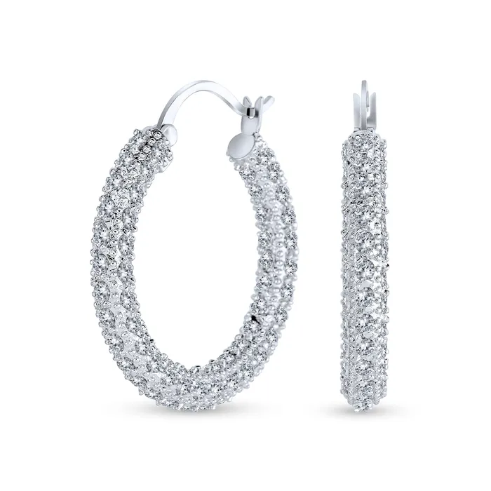 Bridal CZ Hoop Earrings Silver Plated Brass 13 Diameter Pave Statement Jewelry BlingJewelry Wholesale Earrings Bridal CZ Hoop Earrings Silver Plated Brass 13 Diameter Pave Statement Jewelry BlingJewelry Wholesale Earrings