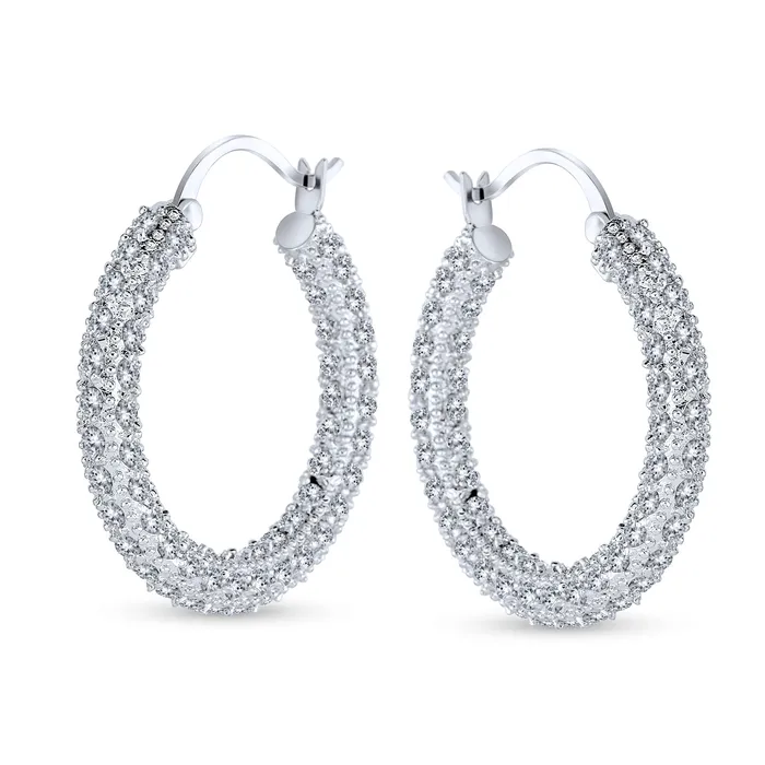 Bridal CZ Hoop Earrings Silver Plated Brass 13 Diameter Pave Statement Jewelry BlingJewelry Wholesale Earrings Bridal CZ Hoop Earrings Silver Plated Brass 13 Diameter Pave Statement Jewelry BlingJewelry Wholesale Earrings
