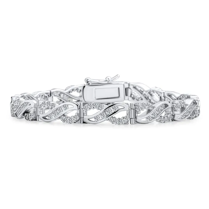 Bridal Romantic CZ Infinity Tennis Bracelet in Sterling Silver 75 Inches BlingJewelry Wholesale Bracelets Bridal Romantic CZ Infinity Tennis Bracelet in Sterling Silver 75 Inches BlingJewelry Wholesale Bracelets