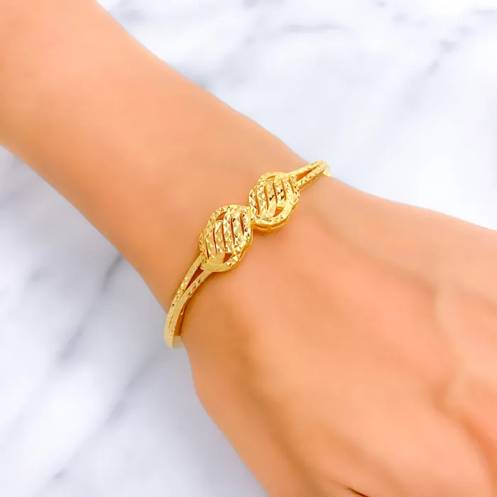 Brilliant Lustrous 22k Gold Striped Bangle Bracelet Andaaz Jewelers Bracelets