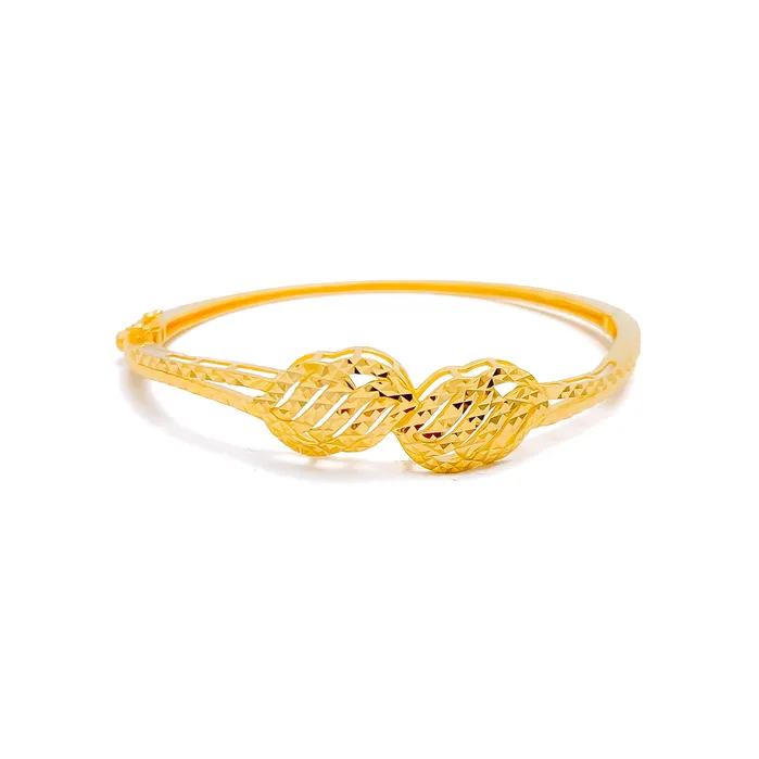 Brilliant Lustrous 22k Gold Striped Bangle Bracelet Andaaz Jewelers Bracelets