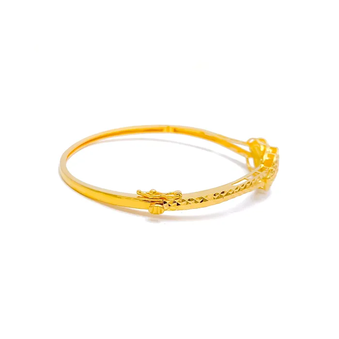 Brilliant Lustrous 22k Gold Striped Bangle Bracelet Andaaz Jewelers Bracelets