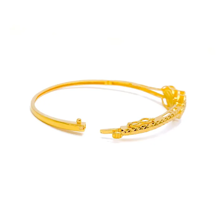 Brilliant Lustrous 22k Gold Striped Bangle Bracelet Andaaz Jewelers Bracelets