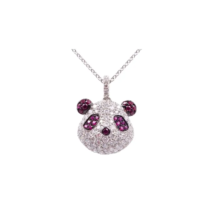 CH Collection Necklaces Diamond Ruby Panda Pendant Necklace