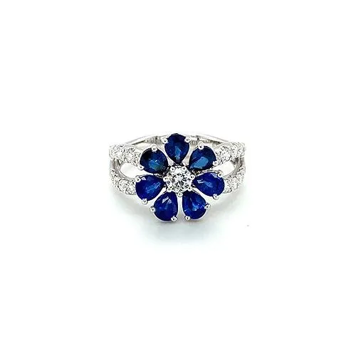 CH Collection Rings Sapphire Diamond Flower Ring