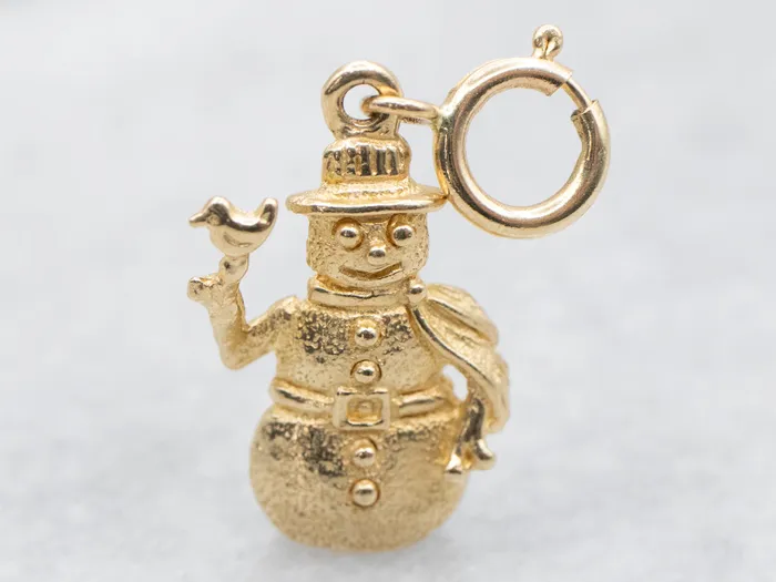 Charm Necklaces Market Square Jewelers Textured Gold Snowman Charm
