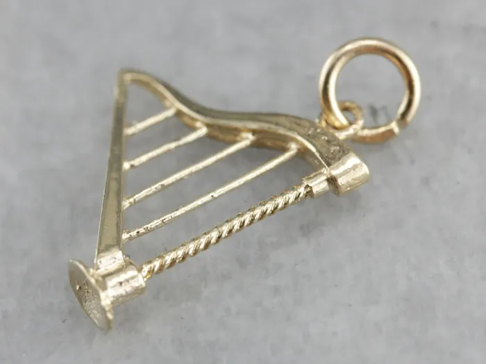 Charm Necklaces Market Square Jewelers Vintage Gold Harp Charm or Pendant