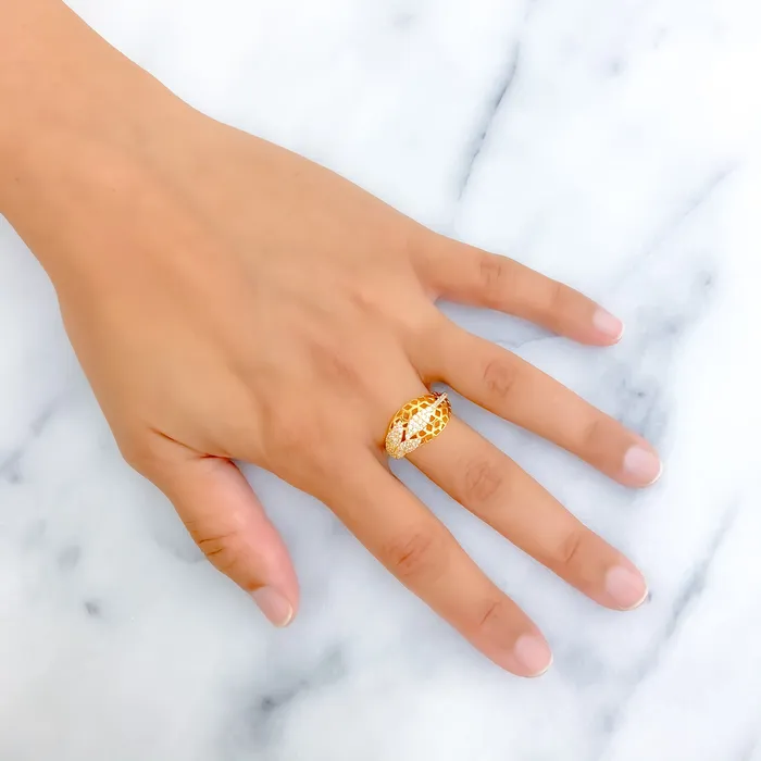 Charming Flowing 22k Gold CZ Statement Ring Andaaz Jewelers Rings