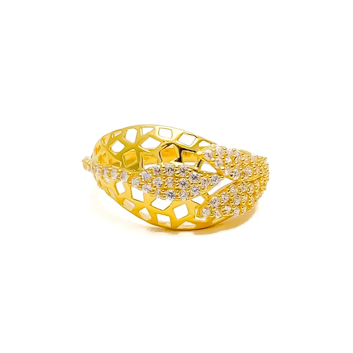Charming Flowing 22k Gold CZ Statement Ring Andaaz Jewelers Rings