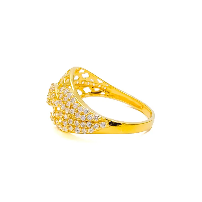 Charming Flowing 22k Gold CZ Statement Ring Andaaz Jewelers Rings