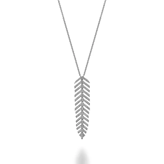 Classic Creations Necklaces 14kt Gold Diamond Leaf Necklace