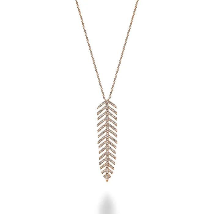 Classic Creations Necklaces 14kt Gold Diamond Leaf Necklace