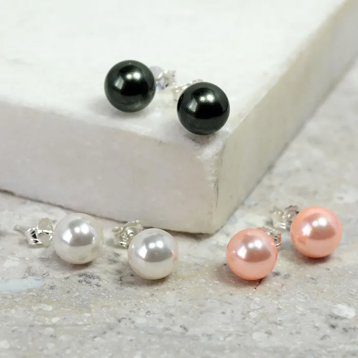 Classic Light Pink Drop Ball Earrings with Simulated Pearl in Sterling Silver BlingJewelry Wholesale Earrings Classic Light Pink Drop Ball Earrings with Simulated Pearl in Sterling Silver BlingJewelry Wholesale Earrings