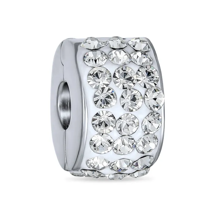 Clear White Crystal Bead Charm Spacer Sterling Silver for European Bracelet BlingJewelry Wholesale Bracelets Clear White Crystal Bead Charm Spacer Sterling Silver for European Bracelet BlingJewelry Wholesale Bracelets