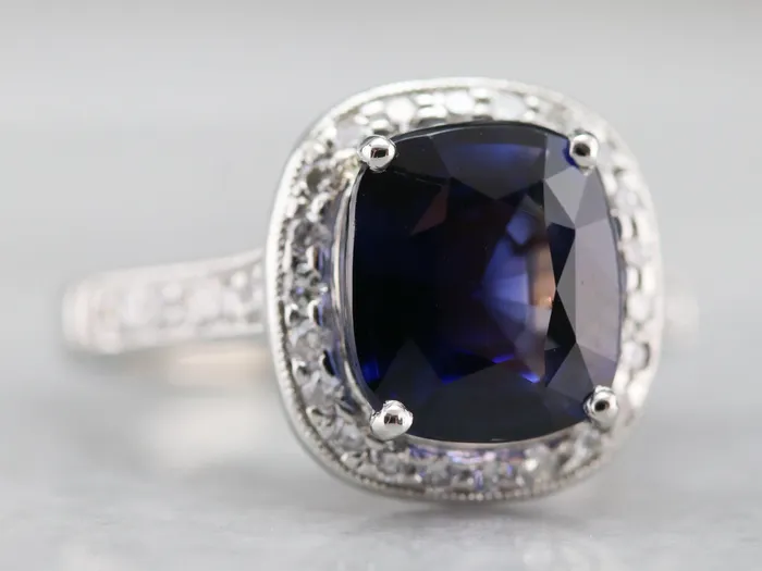 Cushion Cut Sapphire and Diamond Halo Ring Market Square Jewelers Rings Cushion Cut Sapphire and Diamond Halo Ring Market Square Jewelers Rings