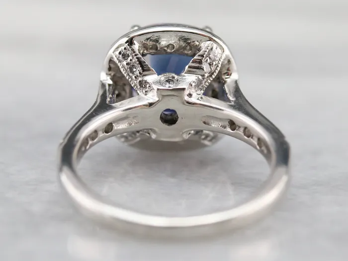 Cushion Cut Sapphire and Diamond Halo Ring Market Square Jewelers Rings Cushion Cut Sapphire and Diamond Halo Ring Market Square Jewelers Rings