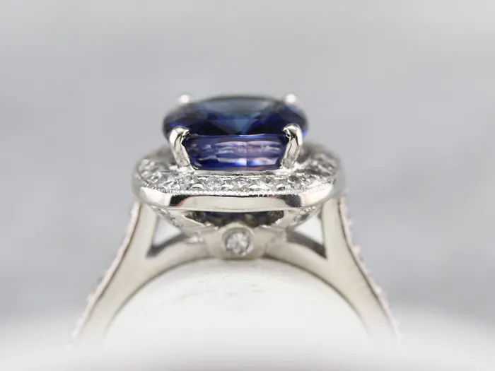 Cushion Cut Sapphire and Diamond Halo Ring Market Square Jewelers Rings Cushion Cut Sapphire and Diamond Halo Ring Market Square Jewelers Rings