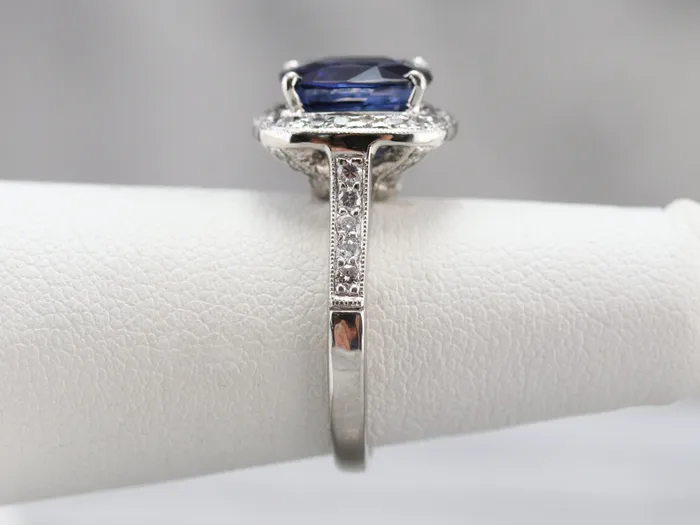 Cushion Cut Sapphire and Diamond Halo Ring Market Square Jewelers Rings Cushion Cut Sapphire and Diamond Halo Ring Market Square Jewelers Rings