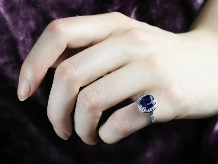 Cushion Cut Sapphire and Diamond Halo Ring Market Square Jewelers Rings Cushion Cut Sapphire and Diamond Halo Ring Market Square Jewelers Rings