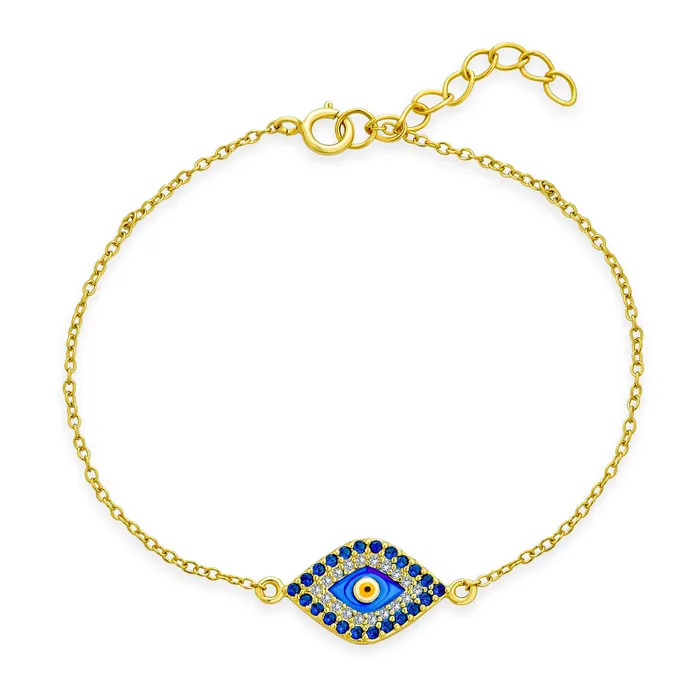 Delicate Tiny Evil Eye Charm Bracelet CZ Gold Plated 925 Silver BlingJewelry Wholesale Bracelets Delicate Tiny Evil Eye Charm Bracelet CZ Gold Plated 925 Silver BlingJewelry Wholesale Bracelets