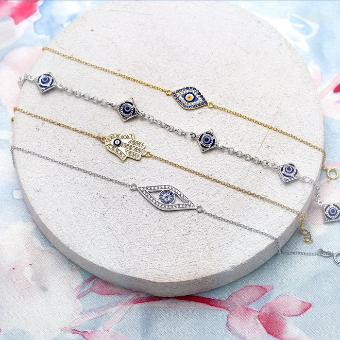 Delicate Tiny Evil Eye Charm Bracelet CZ Gold Plated 925 Silver BlingJewelry Wholesale Bracelets Delicate Tiny Evil Eye Charm Bracelet CZ Gold Plated 925 Silver BlingJewelry Wholesale Bracelets
