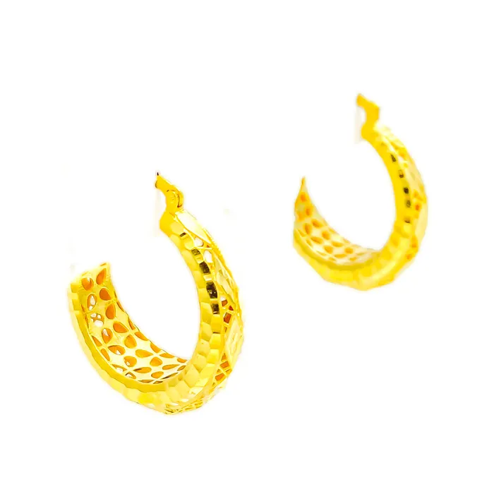 Earrings Andaaz Jewelers Imperial Reflective 22k Gold Hoop Earrings