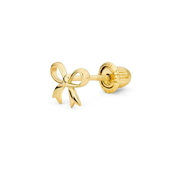 Earrings BlingJewelry Wholesale Dainty 14K Gold Bow Cartilage Ear Stud Earring with Safety Clutch Screw Back Earrings BlingJewelry Wholesale Dainty 14K Gold Bow Cartilage Ear Stud Earring with Safety Clutch Screw Back