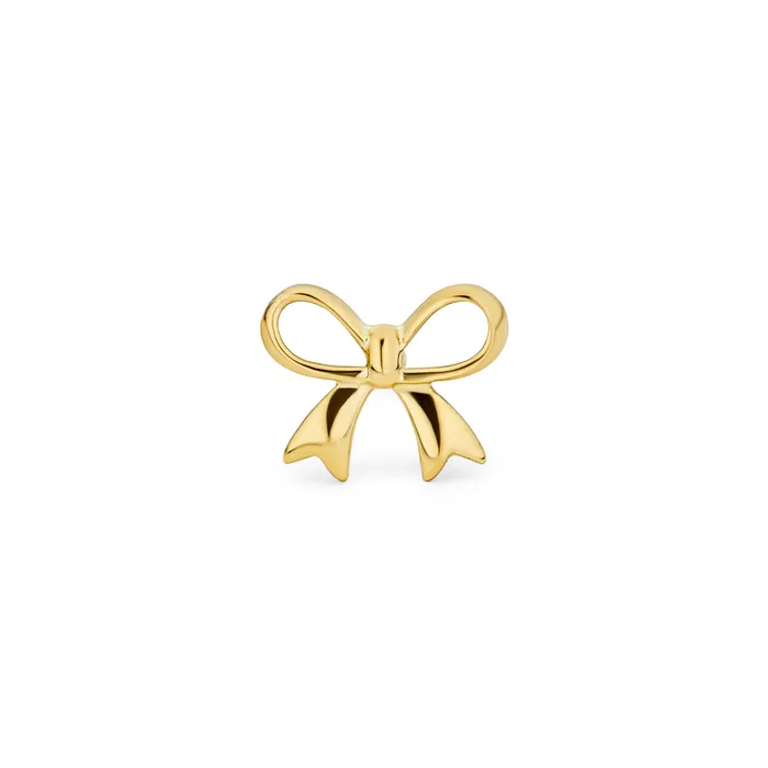 Earrings BlingJewelry Wholesale Dainty 14K Gold Bow Cartilage Ear Stud Earring with Safety Clutch Screw Back