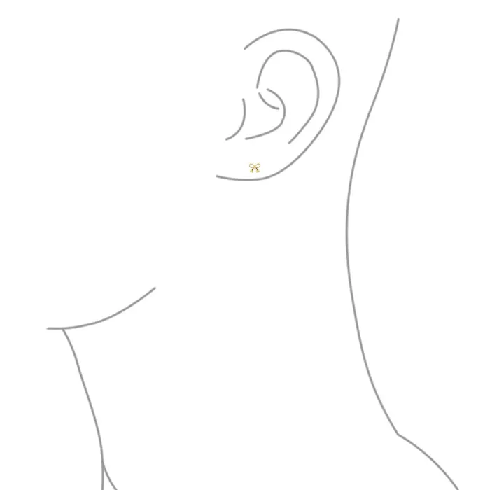Earrings BlingJewelry Wholesale Dainty 14K Gold Bow Cartilage Ear Stud Earring with Safety Clutch Screw Back
