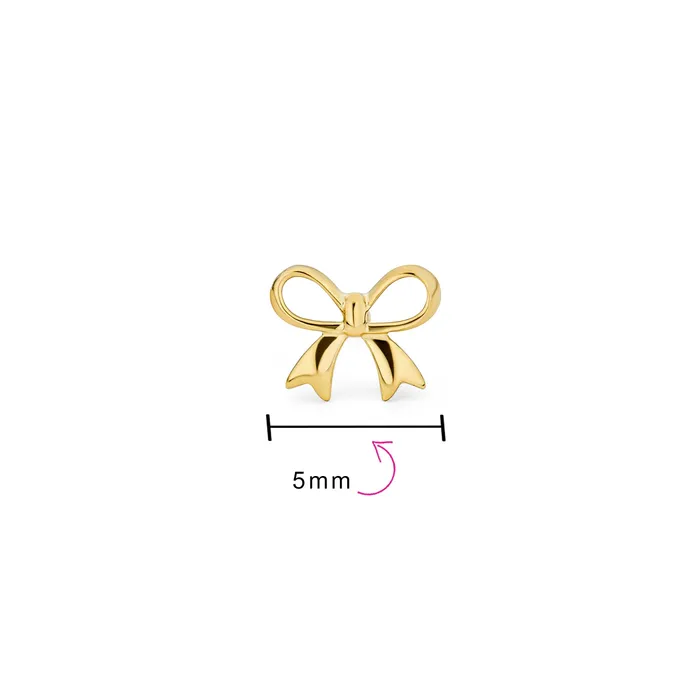 Earrings BlingJewelry Wholesale Dainty 14K Gold Bow Cartilage Ear Stud Earring with Safety Clutch Screw Back