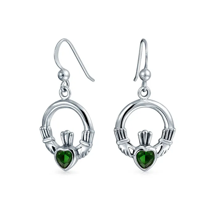 Earrings BlingJewelry Wholesale Friendship BFF Green Emerald Red Garnet CZ Heart Claddagh Dangle Chandelier Earrings Earrings BlingJewelry Wholesale Friendship BFF Green Emerald Red Garnet CZ Heart Claddagh Dangle Chandelier Earrings