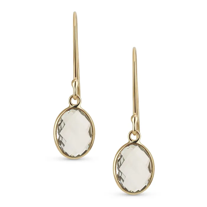 Earrings BlingJewelry Wholesale Genuine 10K Gold Aquamarine Dangle Earrings with Faceted Briolette Gemstone