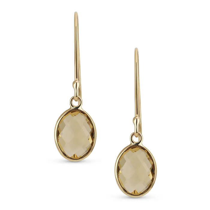 Earrings BlingJewelry Wholesale Genuine 10K Gold Aquamarine Dangle Earrings with Faceted Briolette Gemstone