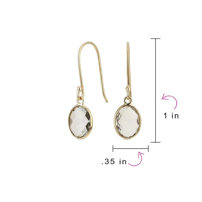 Earrings BlingJewelry Wholesale Genuine 10K Gold Aquamarine Dangle Earrings with Faceted Briolette Gemstone